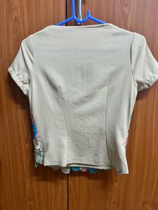 Crocheted embroidered Floral Top