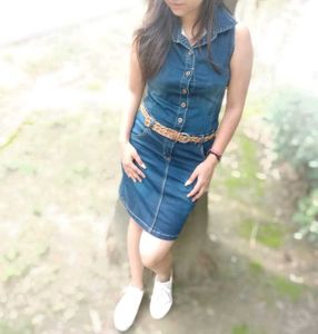Sleeveless Denim Shirt Dress