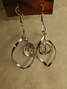 2PAIRS Silver Tone Dangle Earrings