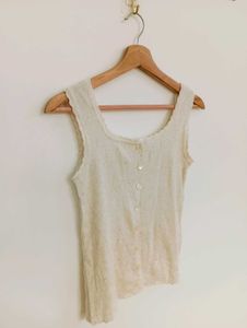 Cream Button-Up Knit Cardigan