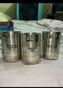 Stainless Steel Serving Bowls &amp; Glasses Set combo