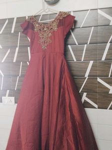 cherry red ethnic gown