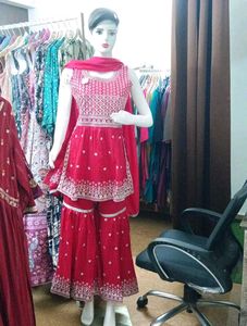 Beautiful Red Kurta Set with Sharara