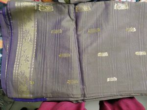 Elegant Purple & Gold Striped Saree