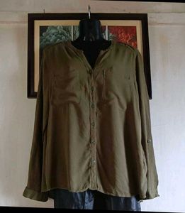 Stylish Olive Green Button-Up Tunic