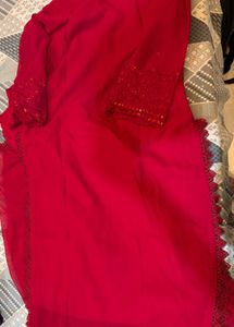 Vibrant Red Embroidered Kurta Set