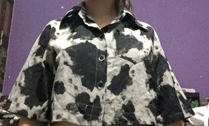 Unique Cow Print Button-Up Shirt