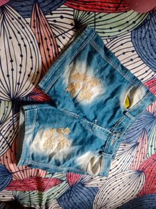 Cute Embroidered Denim Shorts for Girls