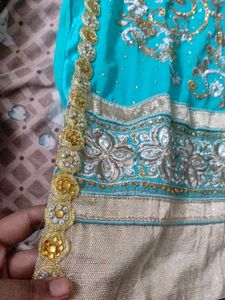 Turquoise Embellished Kurta Set