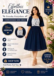 Embroidered Midi Dress - Effortless Elegance
