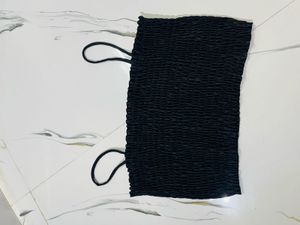 Smocked Black Crop Top