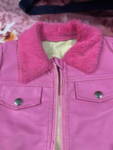 Pink Faux Leather Jacket