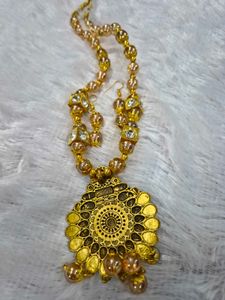Gold Toned Ethnic Necklace & Earring Set combo