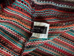 Shein Sheer Striped Knit Crop Top