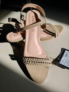 Women braided strap sling back kitten sandals