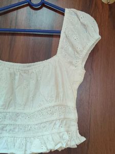 White Eyelet Puff Sleeve Top