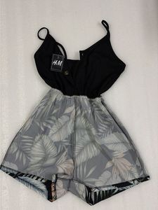 Women's Black Leaf Print Romper