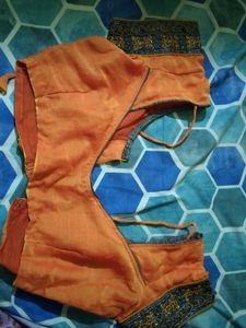 Orange Embroidered Silk Saree