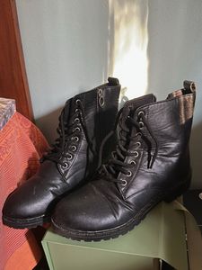 Black Lace-Up Ankle Boots