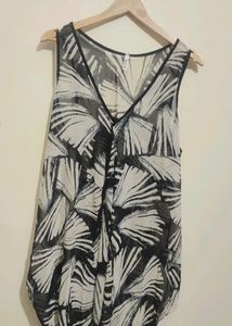 Black White Cut Sleeve Top For Girl