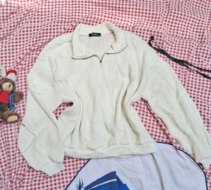 Printerest Knit Half Zipup Sweater