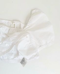 Chic White Puff Sleeve Square Neck Top