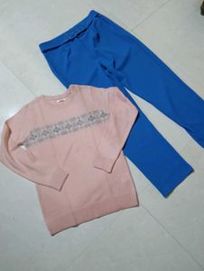 Stylish Blue High-Waisted Trousers