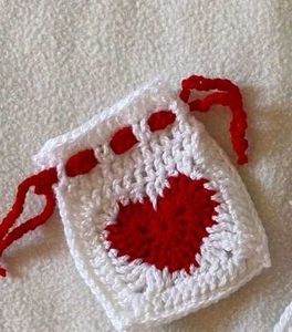 Crochet Heart Drawstring Pouches