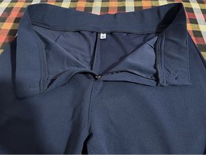 Navy Wide-Leg Trousers