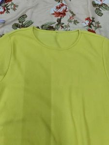Bright Yellow Ribbed Mini Dress