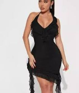 Chic Black Ruffle Mini Dress