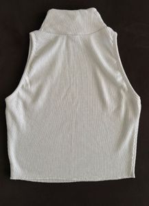 Sleeveless Mock Neck Ribbed Top
