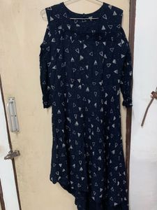 Navy Blue Cold Shoulder Dress