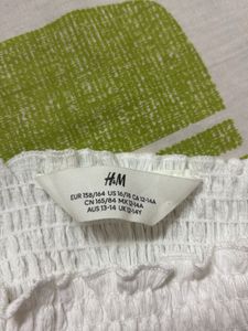 H&amp;M White Smocked Peplum Top