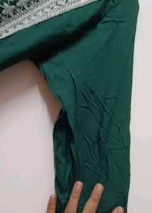 Green Kurti And Straight Pant