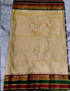 cream multi colour kanjivaram silk saree