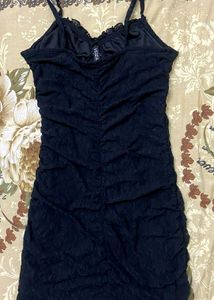 H&amp;M Black Ruched Mini Dress