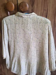 Vintage Floral Pleated Blouse