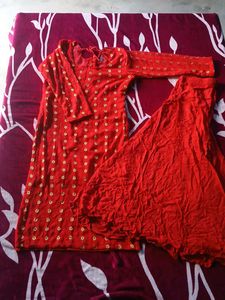 Red Printed Kurta and Palazzo Set