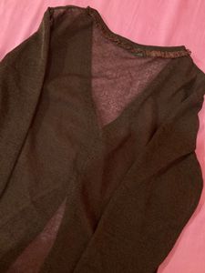 Brown  sheer  Cardigan