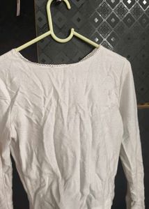 White Long Sleeve Top with Embellishments