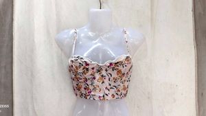 23197. Floral Print Corset Style Crop Top