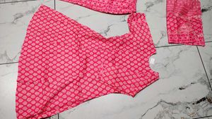 Pink Printed Kurta Set with Dupatta XXL
