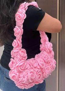 Chic Crochet Rose Shoulder Bag