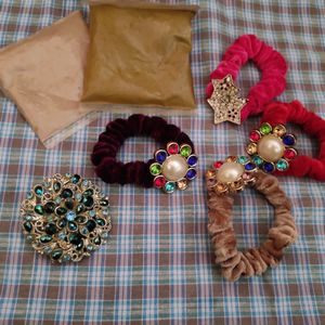Set Of Items Band, Clip, Powder