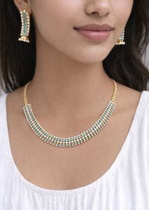 sky Blue and golden Necklace