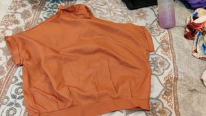 Chic Orange Oversized Button-Up Shirt