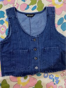 Vintage Denim Crop Vest