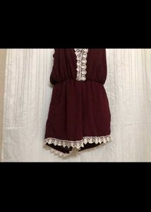 Maroon Lace Y2K jumpsuit