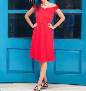 Vibrant Red Textured Mini Dress